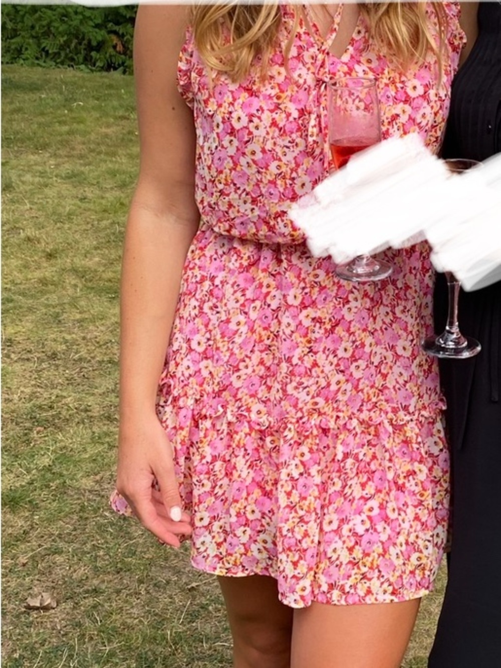 Pink Floral Ruffle Neck Dress - Picture 4 of 4